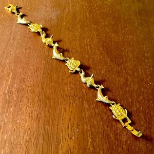Unique Sea Turtle and Dolphin Charm Bracelet